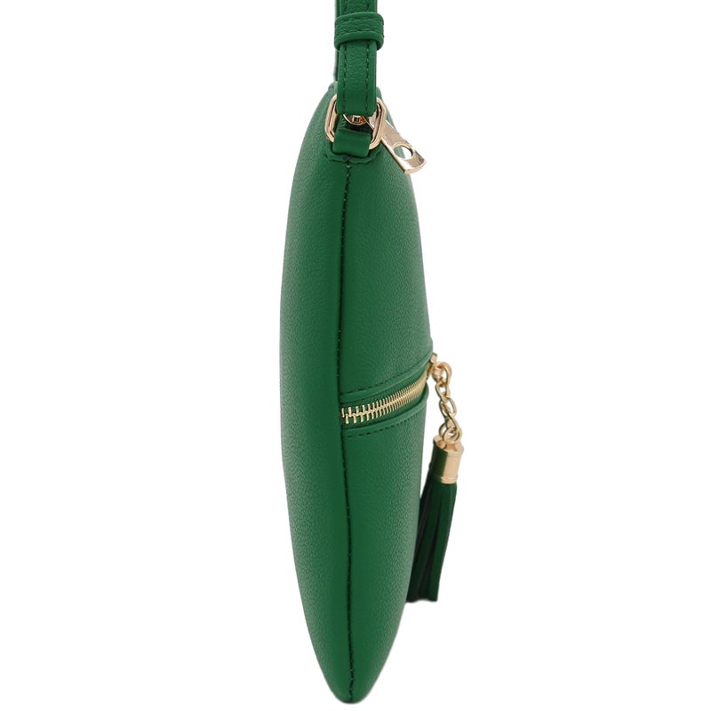 DELUXITY Lightweight Medium Crossbody Bag with Tassel (Kelly Green) - Image 3